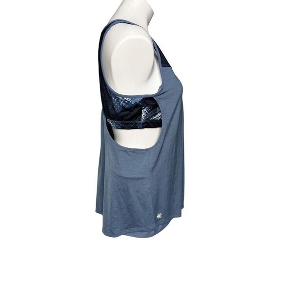 Athleta blue abstract pattern supercharged tank top with built in bra size XL - Picture 3 of 13